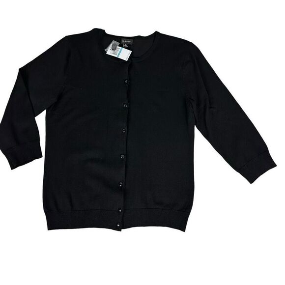 Spense Black Button Front Cardigan 3/4 Sleeves XL NEW - Picture 1 of 6